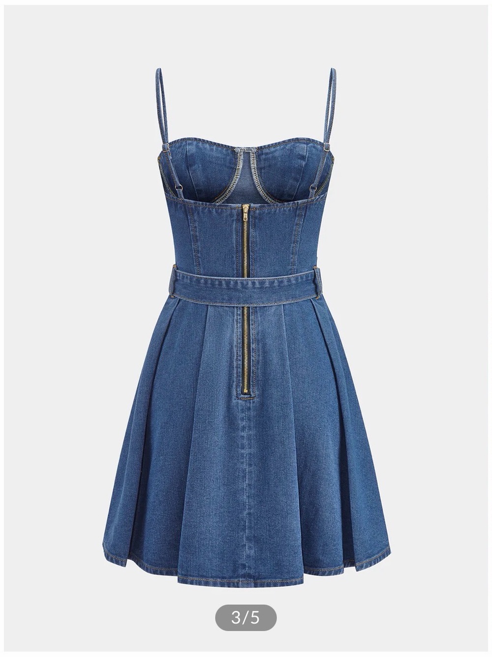 Commense Blue Denim Corset Mini Dress